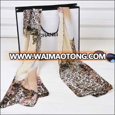 YiWu Factory Wholesale Printed Floral 100% Silk Chiffon Scarf Shawl