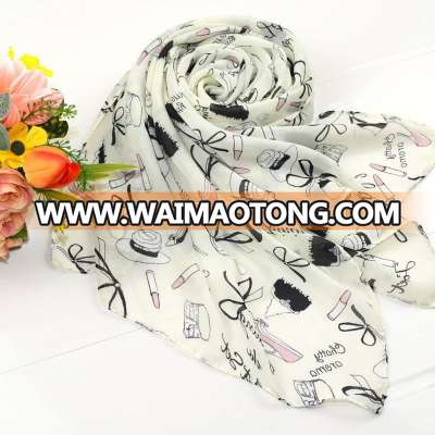 Hot Sale Women Cheap Flowers Chiffon Long Scarfs Fashion Chiffon scarf From Real Scarf Factory